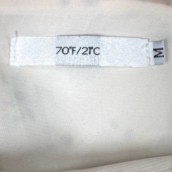 70/21 Satin Off White Floral Ruched Puff Short Sleeve Dress Size Medium - Picture 5 of 5